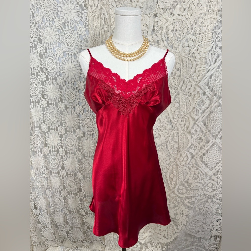 Victoria’s Secret red silk slip